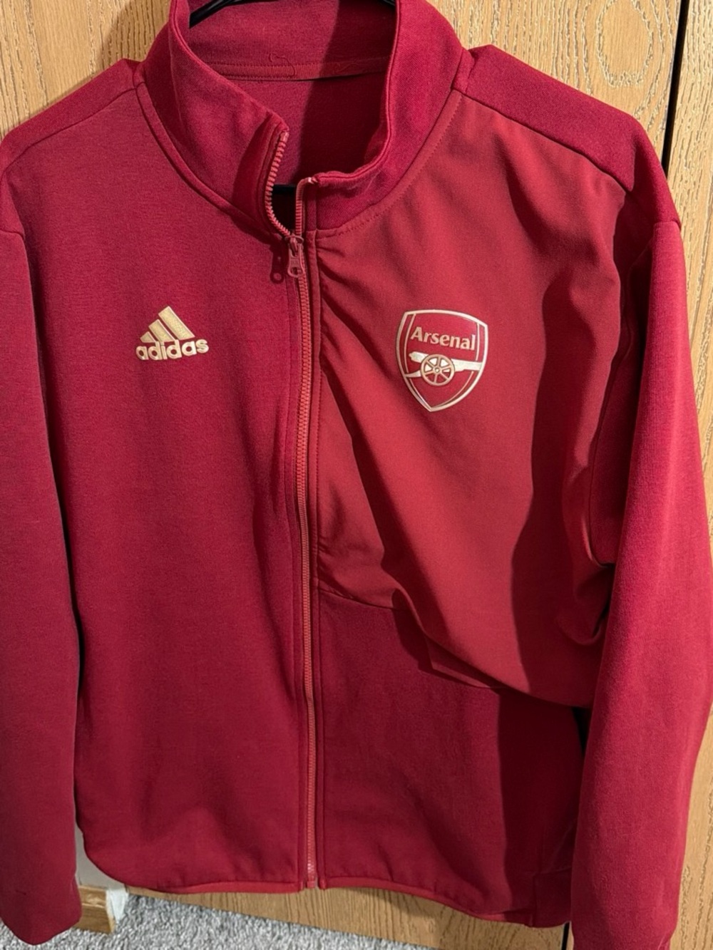 Adidas Arsenal FC Anthem Track Jacket Medium Mens Red Gold Full Zip Soccer